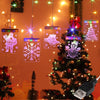 Christmas LED Curtain Lights,Hanging Window String Light 138 Bulbs with 8 Lighting Modes Christmas Elk Jingle Bell Star Lights Waterproof Curtain Light for Indoor Outdoor Decorations-Warm White