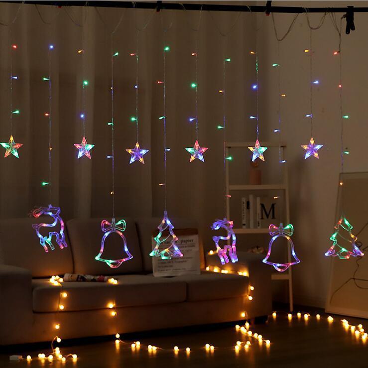 Christmas Curtain Lights with Warm White Lantern Creative Interior Decoration Light String LED