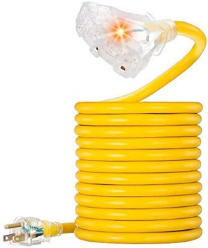 Outdoor Extension Cord 25 Ft ,VCZHS12/3 Heavy Duty Extension Cord [UL Listed] 12 Gauge Extension Cord 3 Prong Extension Cord Indoor/Outdoor SJTW Extension Cord with Multiple Outlets