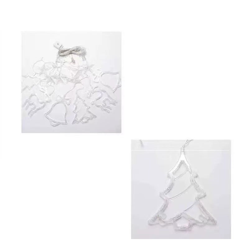 Christmas Window Lights, Pack Hanging Star Lights 8 Modes with Timer, LED Christmas Star Decorations Color Light String Star Moon Curtain Light