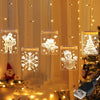 Christmas LED Curtain Lights,Hanging Window String Light 138 Bulbs with 8 Lighting Modes Christmas Elk Jingle Bell Star Lights Waterproof Curtain Light for Indoor Outdoor Decorations-Warm White
