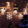 Christmas LED Curtain Lights,Hanging Window String Light 138 Bulbs with 8 Lighting Modes Christmas Elk Jingle Bell Star Lights Waterproof Curtain Light for Indoor Outdoor Decorations-Warm White