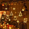 Christmas Window Lights, Pack Hanging Star Lights 8 Modes with Timer, LED Christmas Star Decorations Color Light String Star Moon Curtain Light