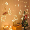 Christmas Window Lights, Pack Hanging Star Lights 8 Modes with Timer, LED Christmas Star Decorations Color Light String Star Moon Curtain Light